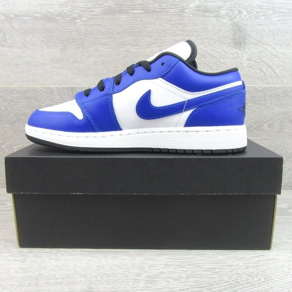 Air Jordan 1 Low GS Size 7Y White Hyper Royal Black Shoes NEW - Picture 3 of 14